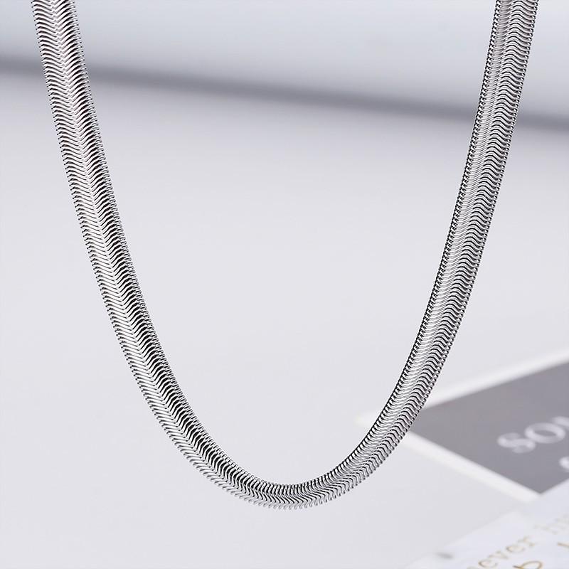 

Kalen Stainless Steel Flat Snake Chain Men s Necklace Women s Parsimony Buckle Flat Serpentine Charm Necklace Hip Hop Jewelry 8mm&60cm