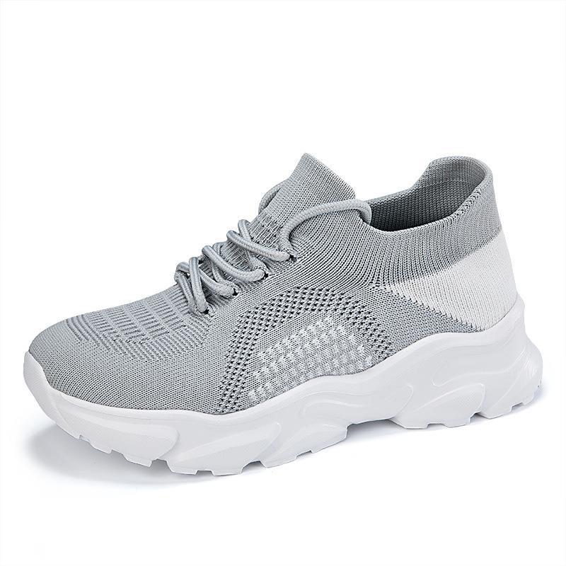 2025 new fly-woven socks super breathable lace-up large size women's shoes one pedal 36-45 sports and leisure shoes