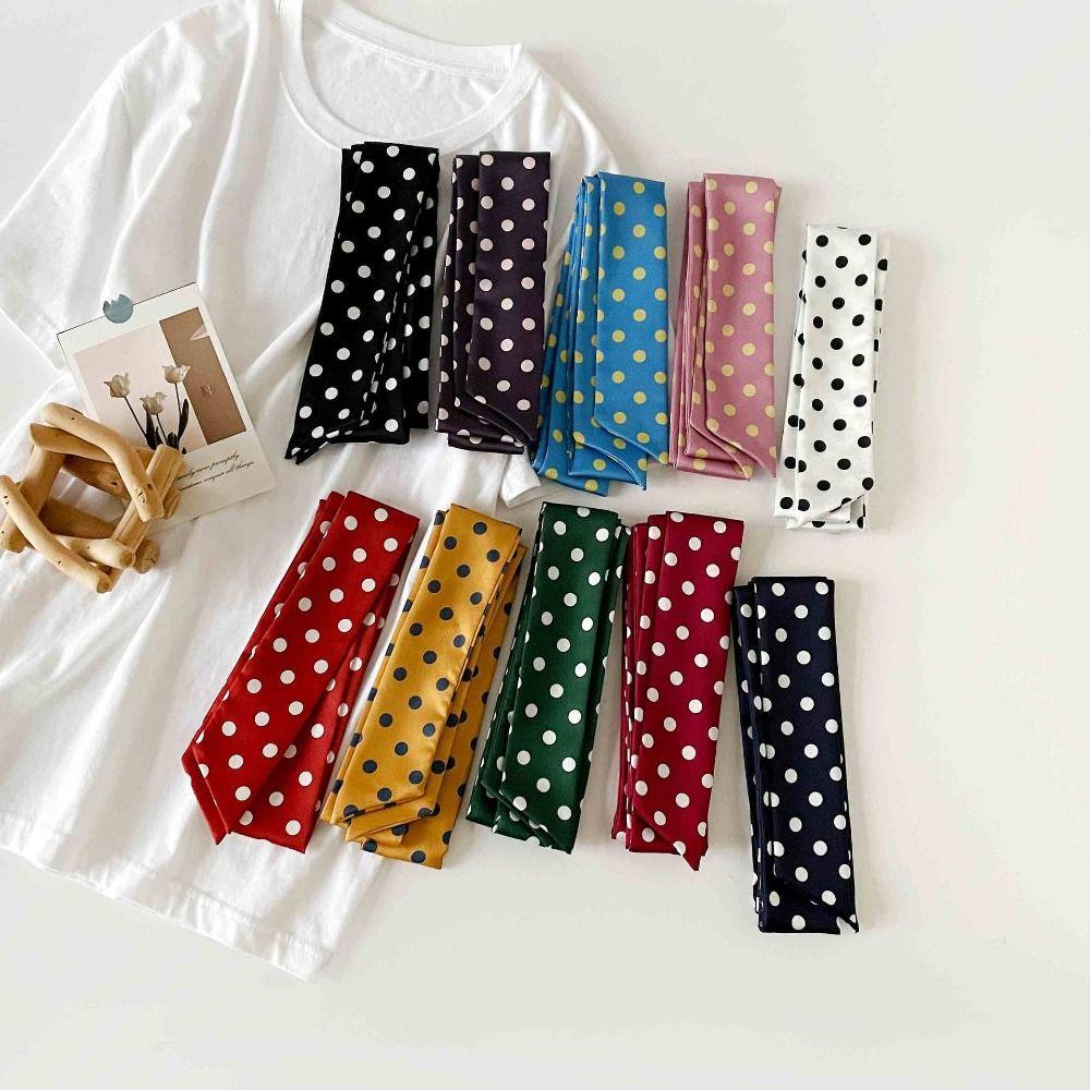 Polka Dot Vintage Neckerchief Chiffon Silk Scarf Vintage Design Waist Belts Outfit Matching