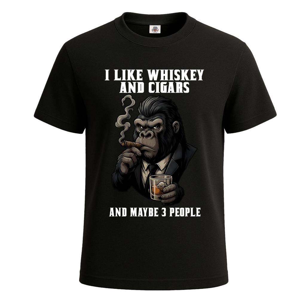 I Like Whiskey and Cigars and Maybe 3 People Tshirt for Mens Novelty Tee Top