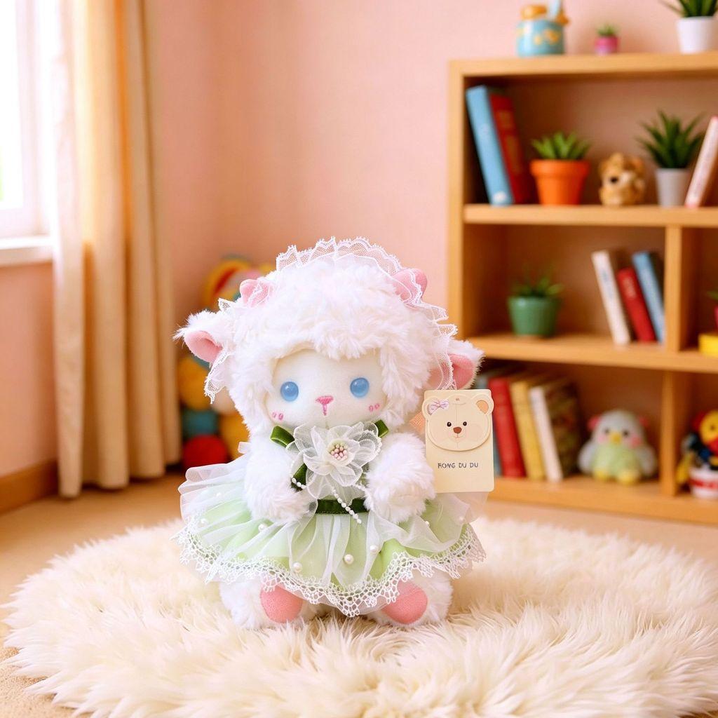 Plush Lamb Toy With Bowknot For Baby Gift And Kids Room Decor