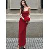 Solid Advanced Dating Sling Dress 2025 Summer New Gyaru Temperament Tight Backless Cross Long dress