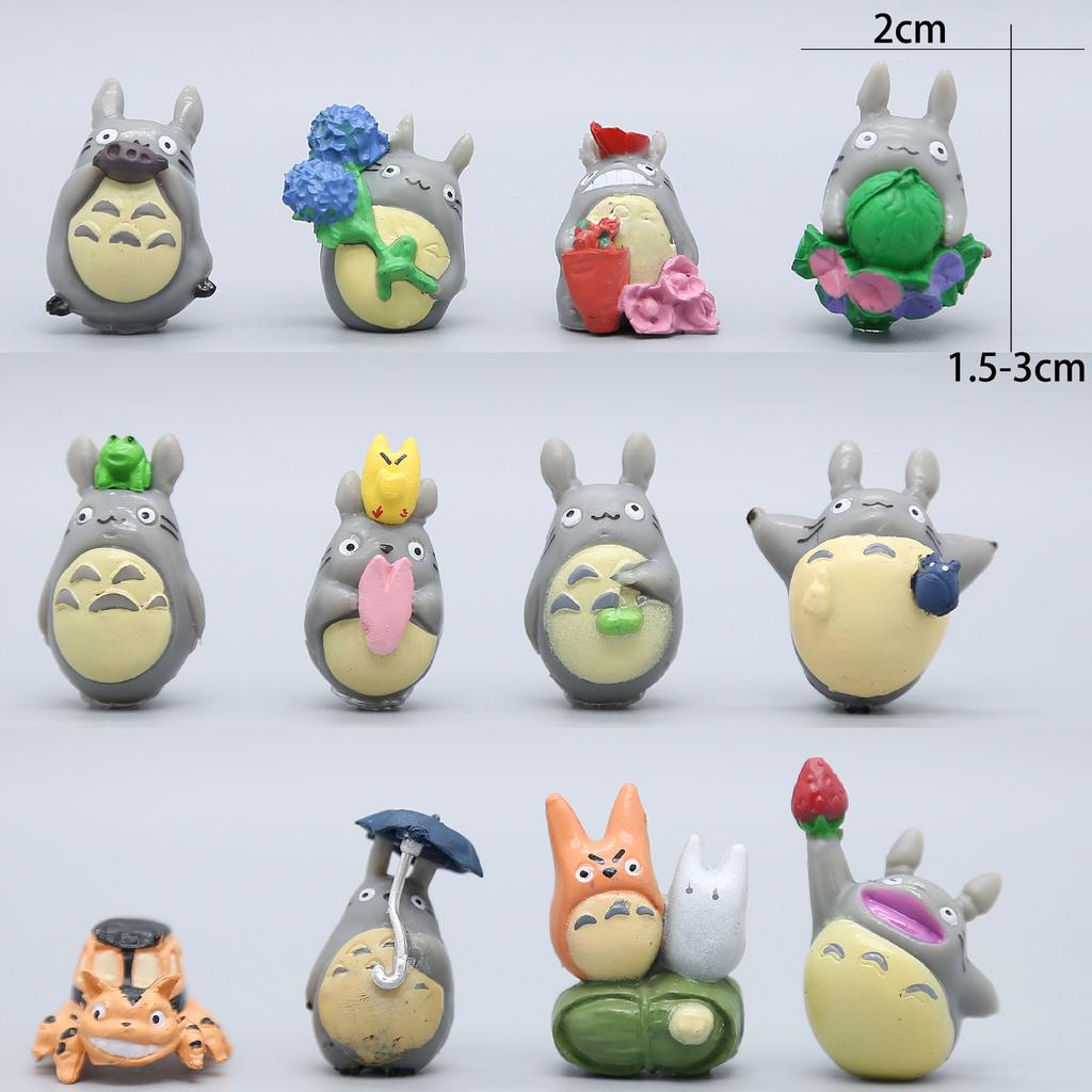 5/12Pcs Anime Miyazaki Hayao Series Totoro Figure Mini Statue Cute Micro Landscape Decorative Ornaments Car Ornament Kid Gifts