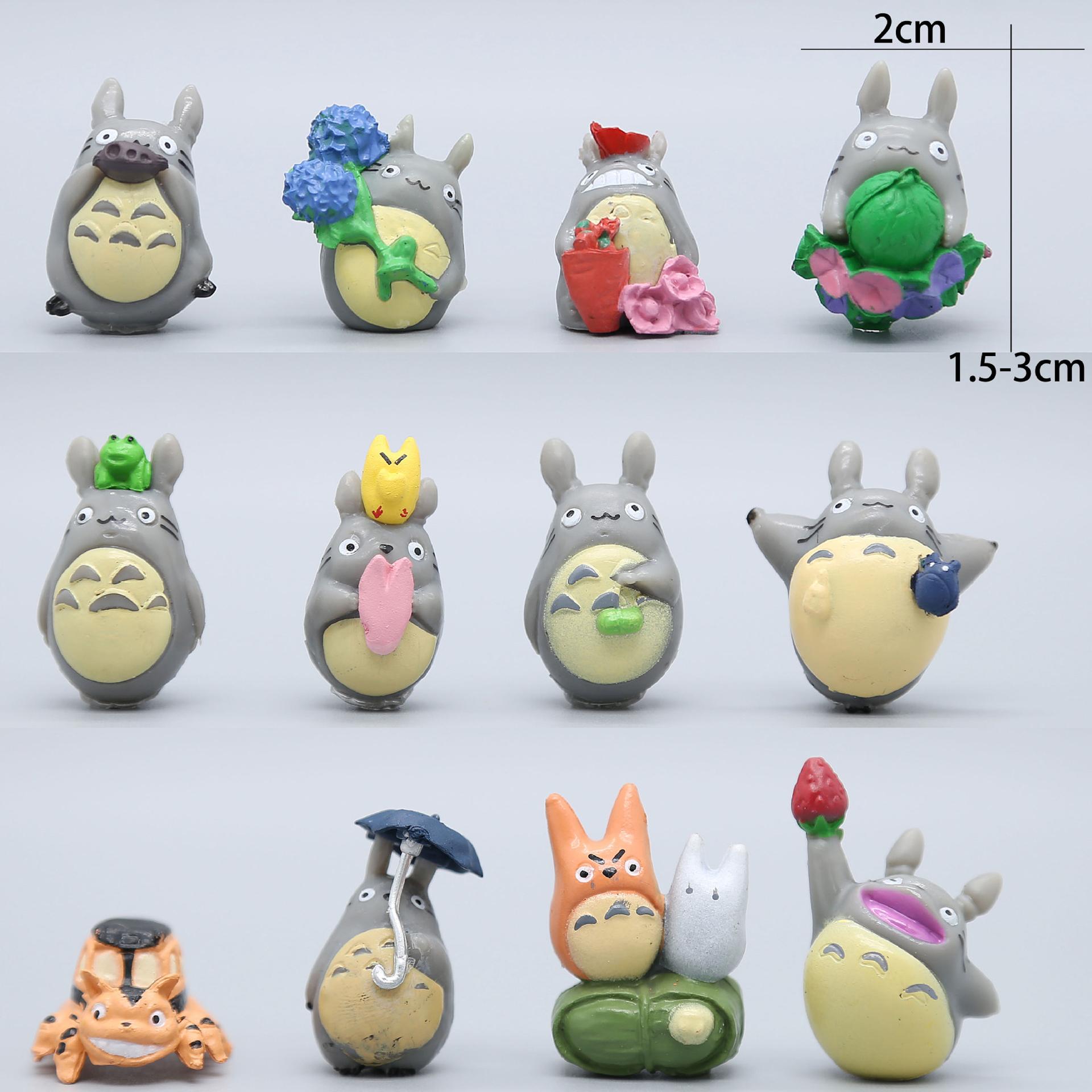 5/12Pcs Anime Miyazaki Hayao Series Totoro Figurine Small Statue Cute Micro Landscape Decorative Ornaments Car Ornament Kid Gifts