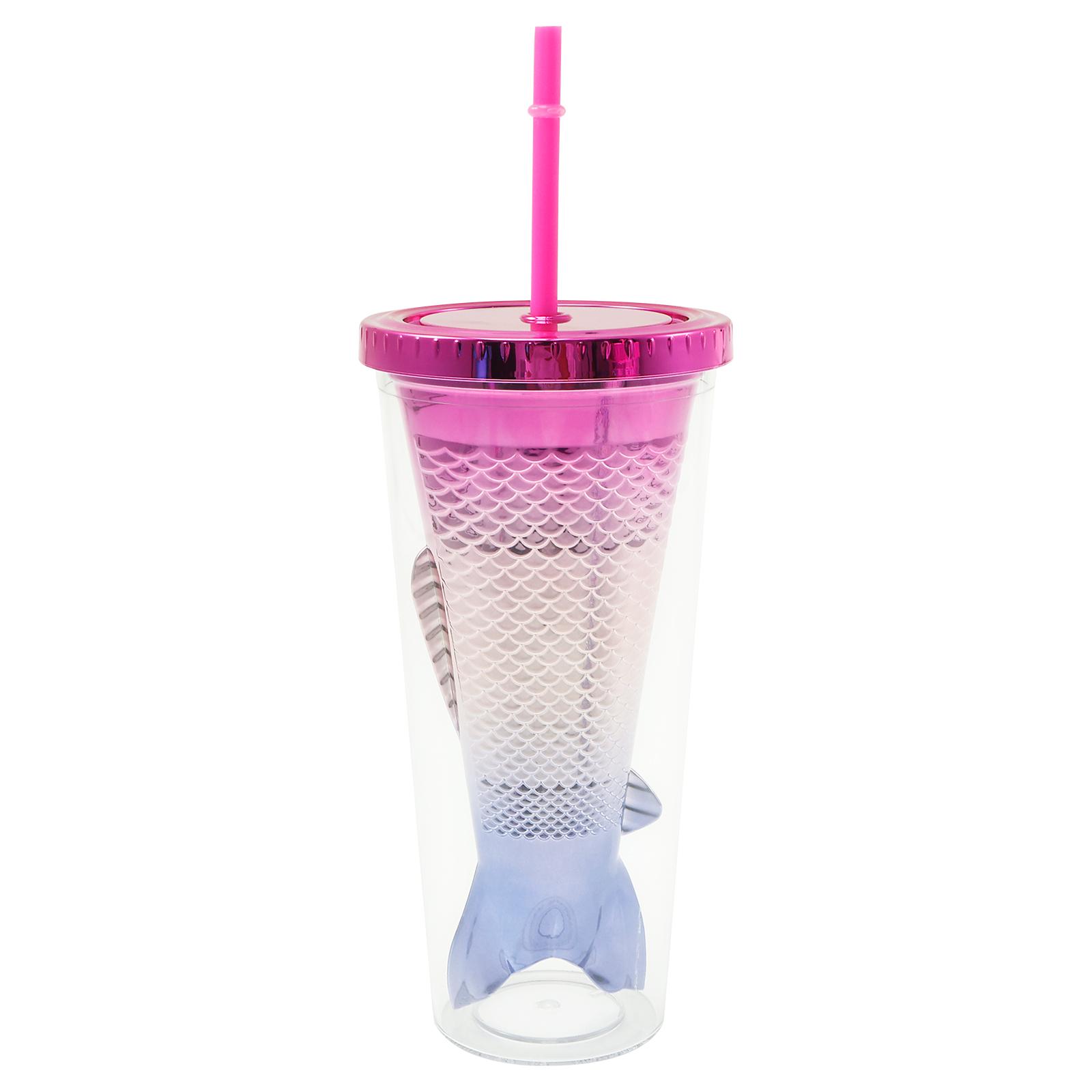 

ABS Mermaid Tail Tumbler Double Mermaid Tail Straw Cup 350ml Gradient Straw Cup Leak Proof Glitter Water Mug for Party other