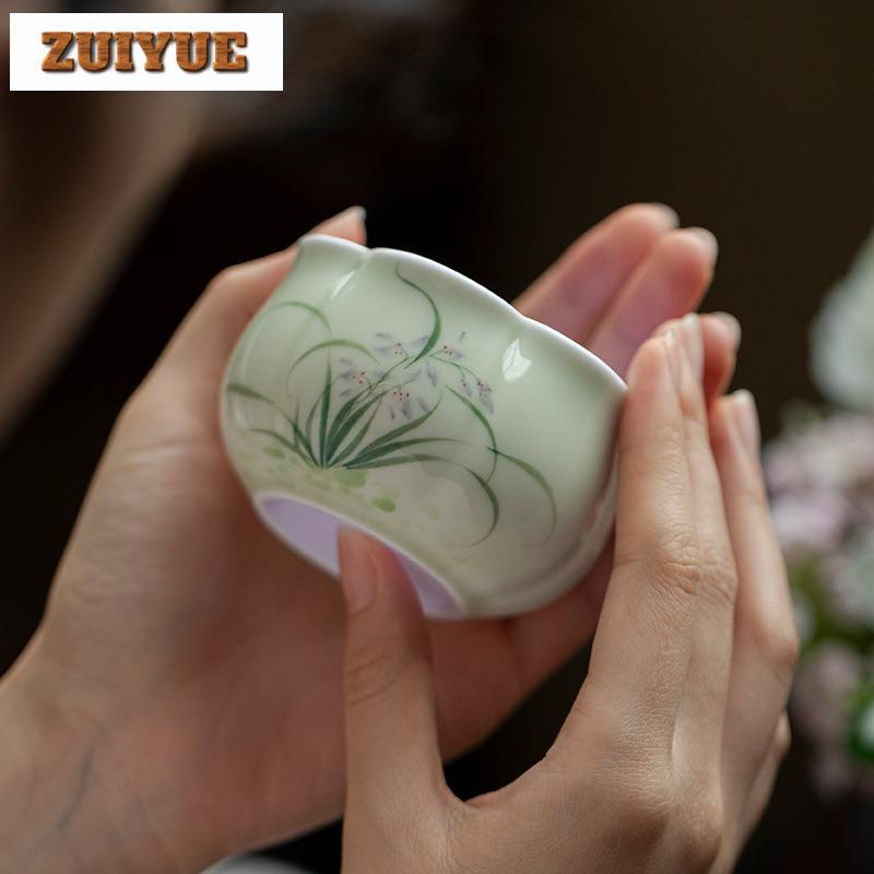 150ml Hand-painted Orchid Jianshui Tea Wash Bowl Tea Dust Cylinder Barrel Tea Residue Barrel Household Chaxi For Tea Decoration
