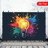 1PC 2D Flat Banner, Creative Light Bulb & Colorful Background, Polyester Party Backdrop, Versatile for Living Room Wall