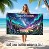 Dinosaur Theme Quick Dry Beach Towel Custom Name Text Print Large Sand Resistant Towel Beach Vacation