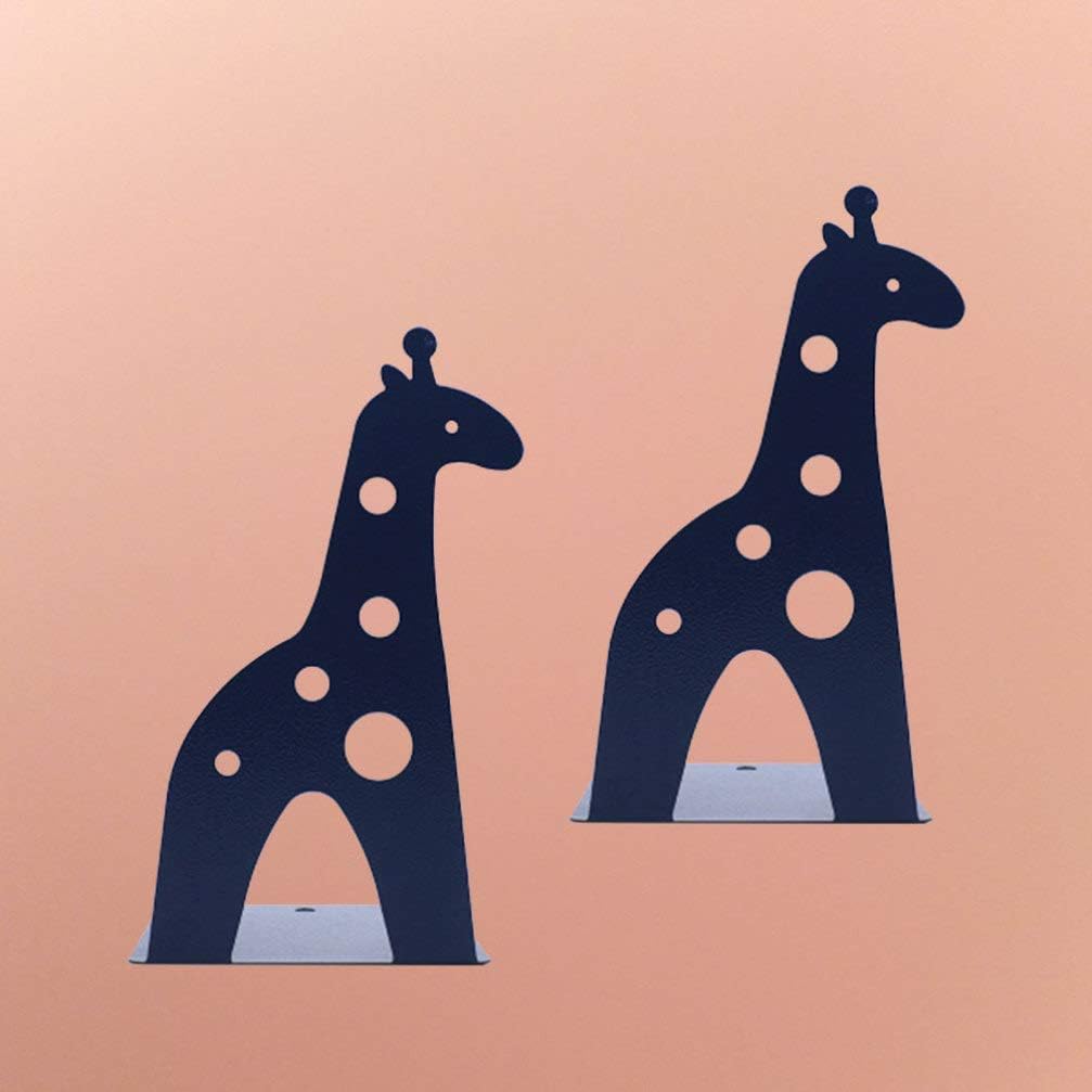 ARTIBETTER 2pcs Giraffe Shaped Nonskid Metal Cute Cartoon Design for Books Magazines Organizer for Home Office Classroom and Library Black