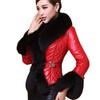 Imitation fur jacket women's short imitation fox fur collar large size leather cotton-padded jacket leather fashion waist