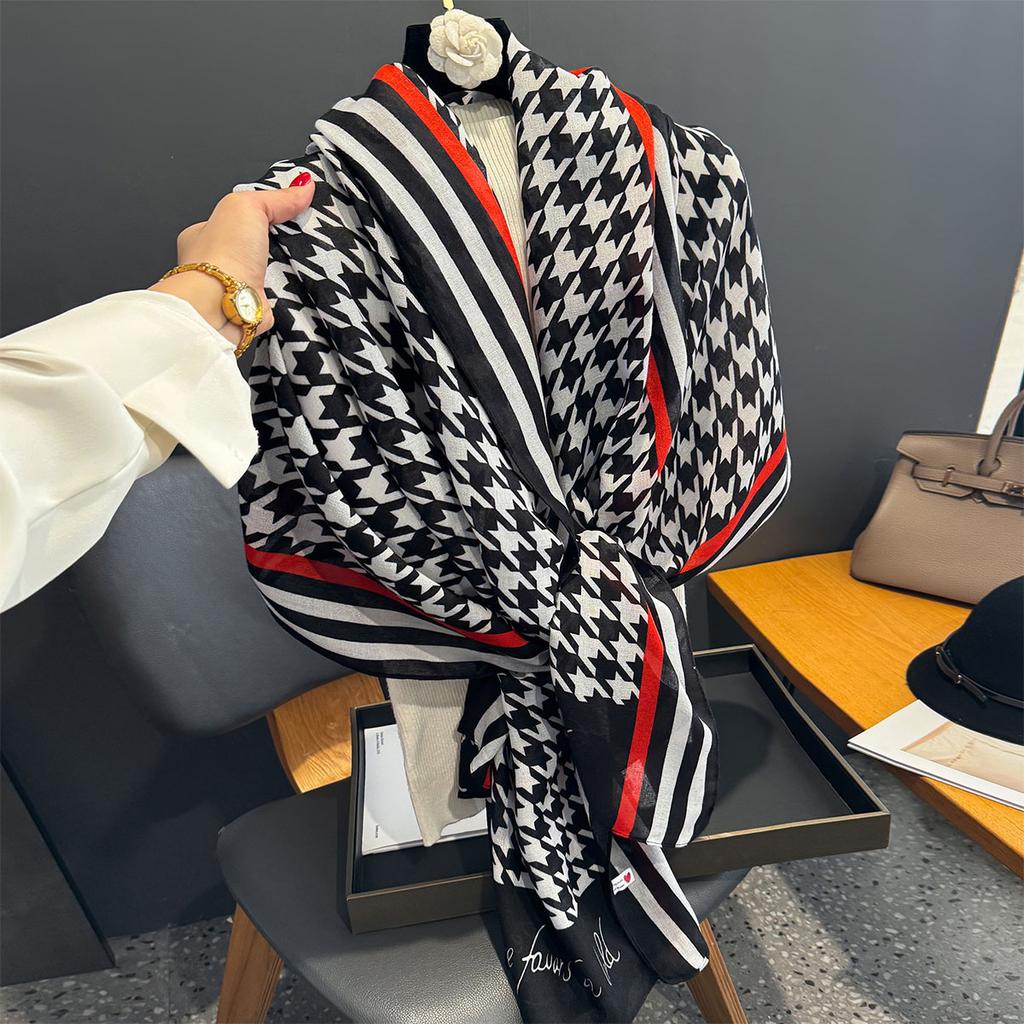 New Fashion Luxury Houndstooth Print Scarf For Women Shawl Wrap Spring Scarf Pashmina Foulard Hijab Stole Scarves Bufandas Stole