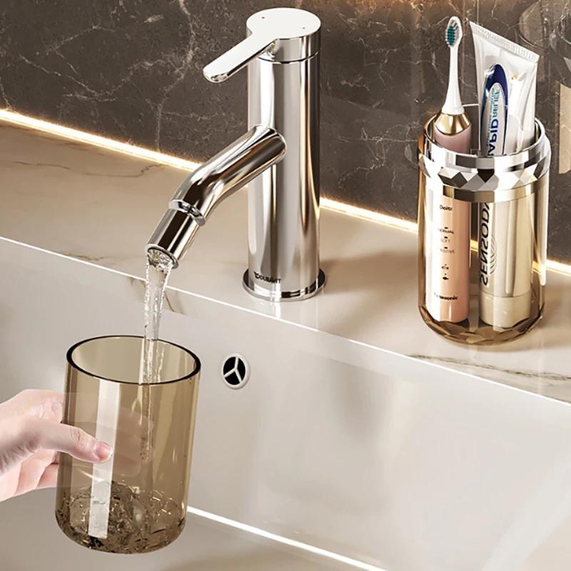Travel Toothbrush and Toothpaste Holder Organizer - Portable Bathroom Storage Box for Brushes Mouthwash - Plastic Wash Cup Hold
