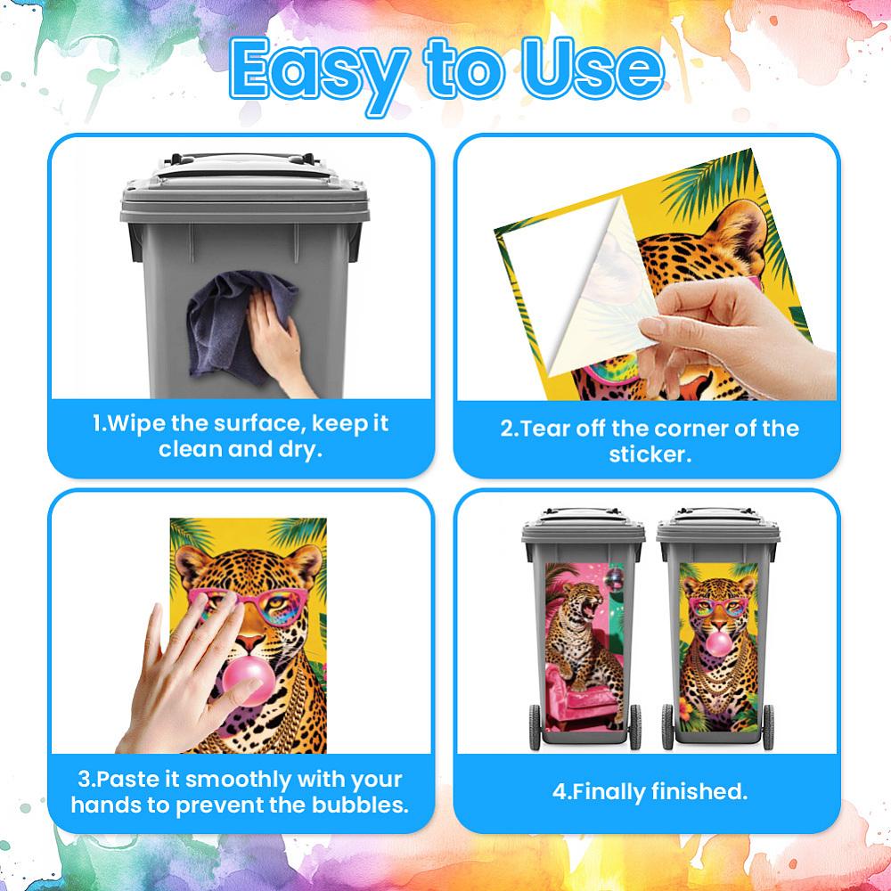 PVC Stickers Self-adhesive Decorative Stickers Decals for Trash Decoration Leopard 820x380mm