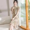 Printed Chiffon Cheongsam Dress - Women's Summer Mom Outfit, Mid-Length Temperament Style.