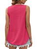 European & American Women's Summer Crew Neck Eyelet Sleeveless Tank Top T-Shirt