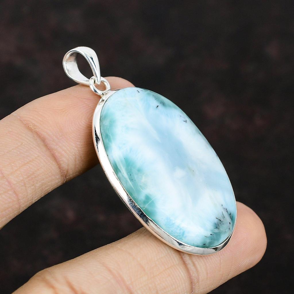 Larimar Gemstone Pendant Handmade Pendant 925 Sterling Silver Pendant Larimar Jewelry Elegant Pendant Anniversary Gift For Her Women Pendant