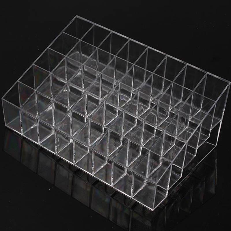 Trapezoid Clear Makeup Display 40 Lattices Lipstick Stand Case Cosmetic Organizer Holder Box