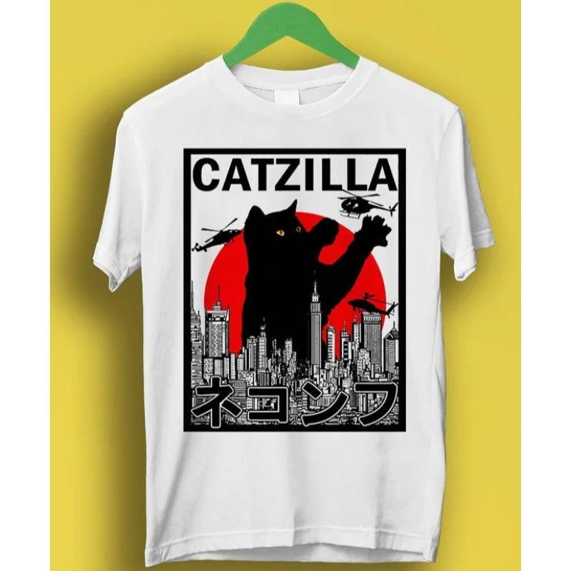 Catzilla King of Pawster Paws Cat Kitten Pet Lover Meme Gift Funny Style Unisex Gamer Cult Movie Music TShirt Fashionable