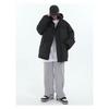 Unisex Black Puffer Jacket Winter Warm Hooded Cotton Coat Casual Oversized Outerwear Men Women