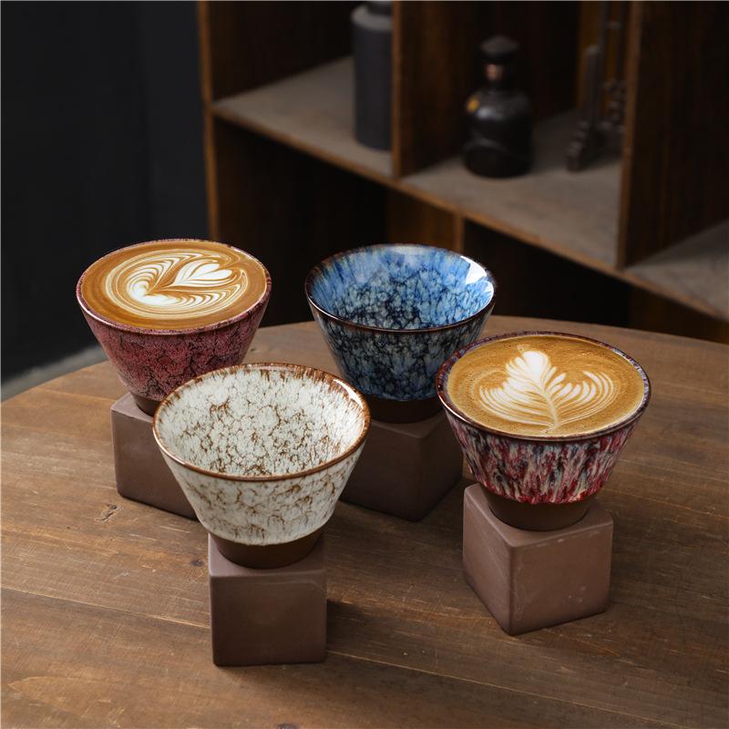 Rough Pottery Mug Creative Cup Ins Style Cup Ceramic Retro Coffee Cup Milk Tea Drink Cups Includes Base