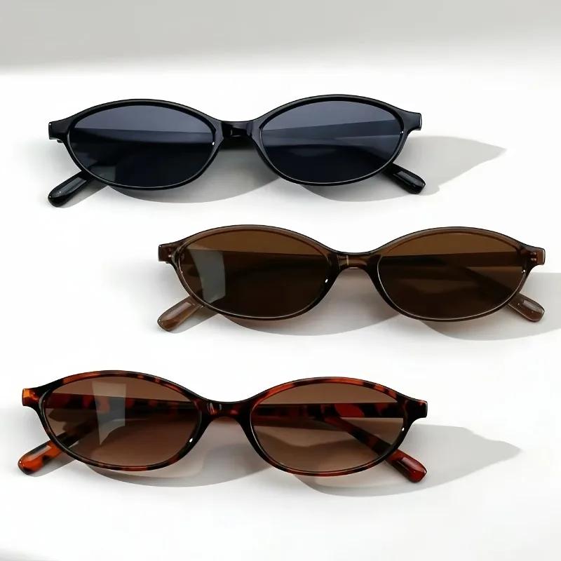3pcs Retro Oval Frame Sunglasses Small Frame Glasses Whitening Anti Blue Light Optical Glasses