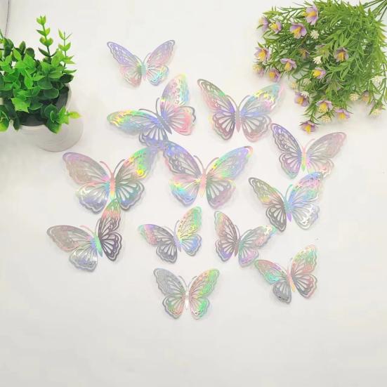 12 Pcs 3D Butterfly Wall Decor 3 Sizes Butterfly Wall Decals for Room Wall Decor Self-Adhesive Removable Stickers for Party