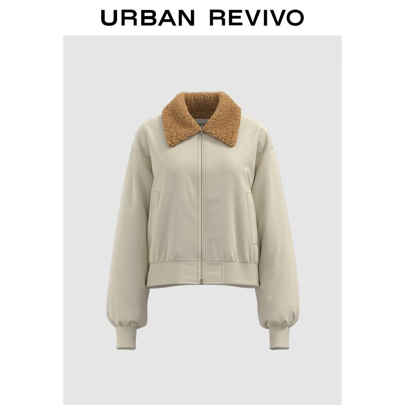 

Женская куртка из искусственной кожи с контрастными вставками и лацканами S