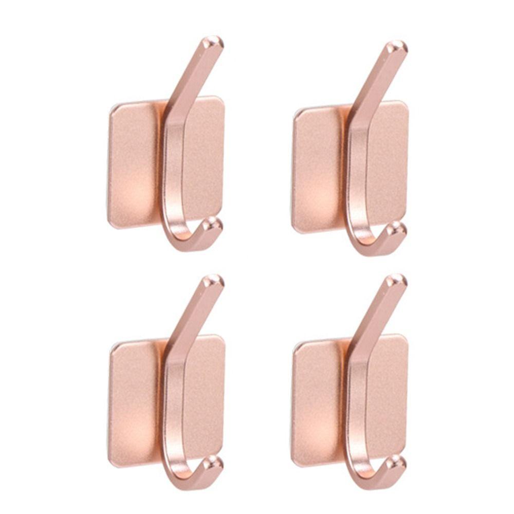 4 PCS Rose Gold Adhesive Towel Hooks Space Aluminum Robe Hook Wall Hooks Bathroom Kitchen