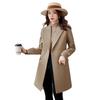 2025 Herbst/Winter Damen Koreanischer Stil Mittellanger Trenchcoat mit Anzugkragen 8620