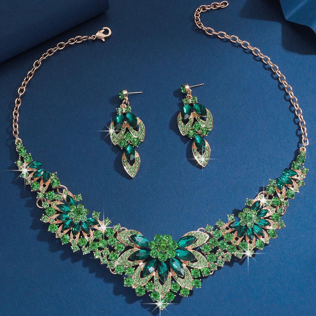 Bridal Necklace and Earrings Set - Colorful  Vintage-inspired  High-end Design Accessories