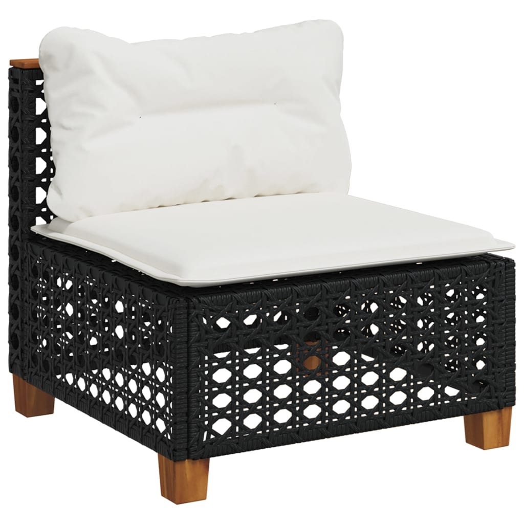 Vidaxl 5-Cz. Garden Lounge Set, Cushions, Black PE Rattan
