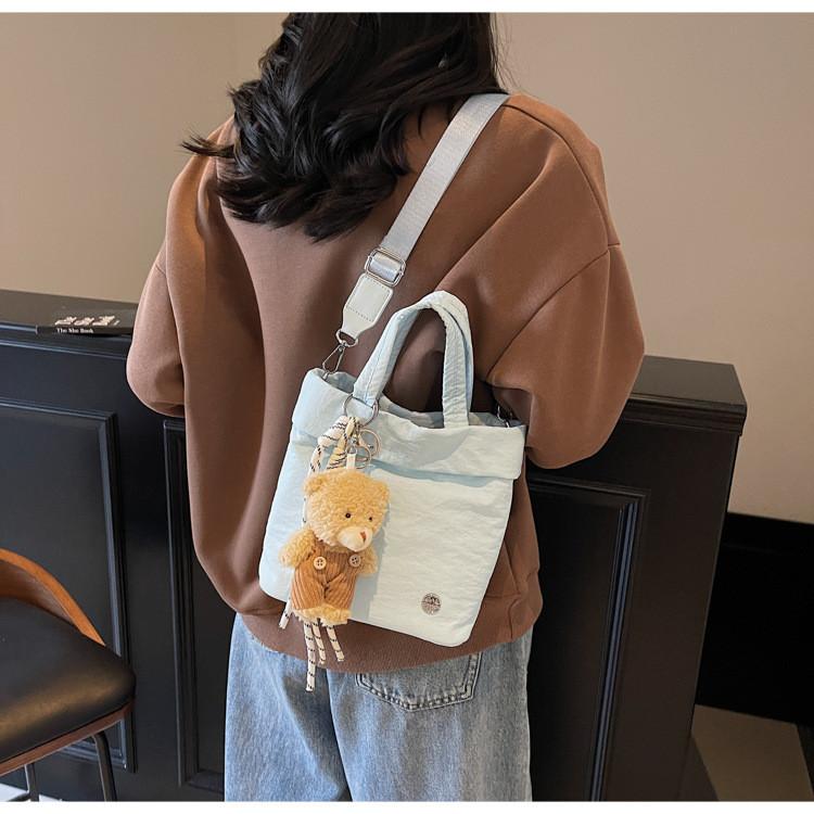Street Style Nylon Square Bag For Women Teen Fashion Lightweight Crossbody Bag With Stitching Detail