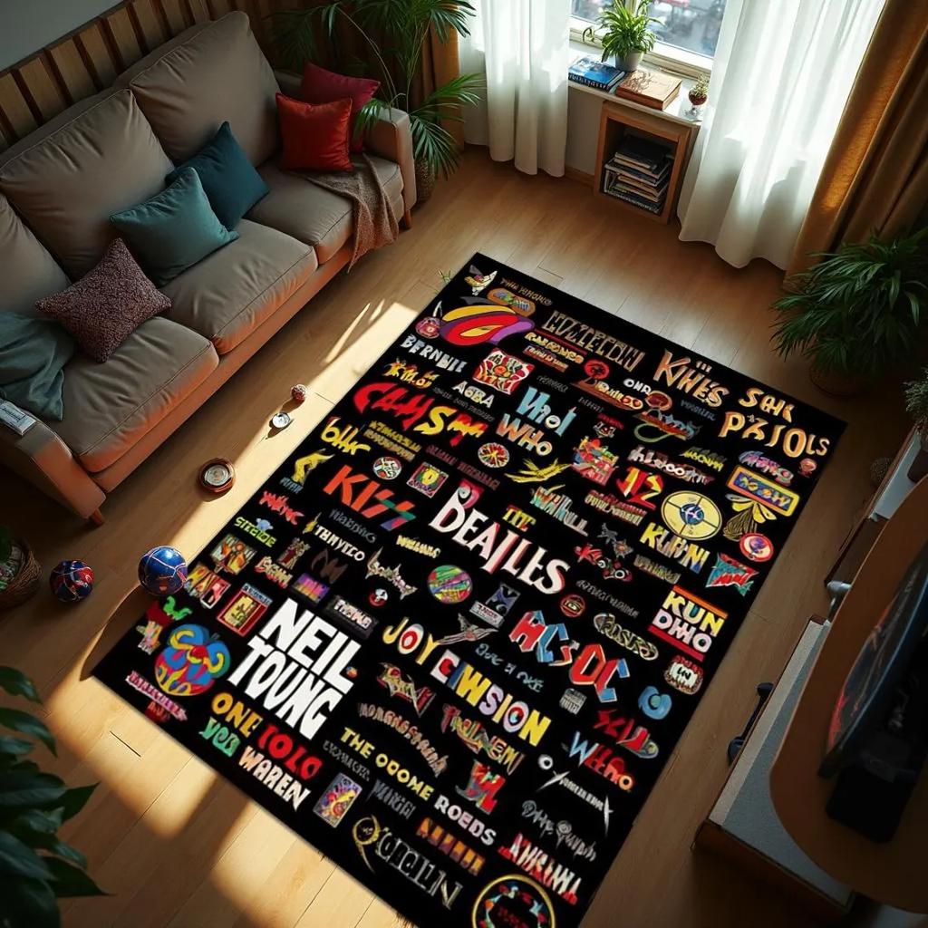 Vintage Horror VHS Film Movies Print Rug Retro Carpet for Living Room Bedroom Man Cave Game Room Floor Mat Non Slip Decor