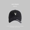 New V letter embroidered baseball cap women's wide brim versatile face small casual couple street racket cap