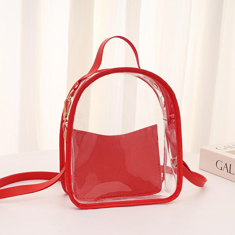 Backpack summer transparent jelly bag pvc fashion messenger bag small schoolbag