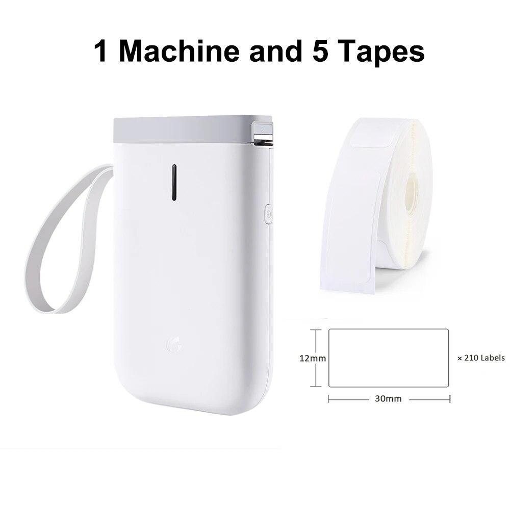 D11 Imprimantă Portabilă de Etichete Termice de Mână cu 5 Role de Bandă Wireless BT Mașină de Făcut Etichete Mașină de Autocolante pentru Etichetare Acasă Coduri de Bare