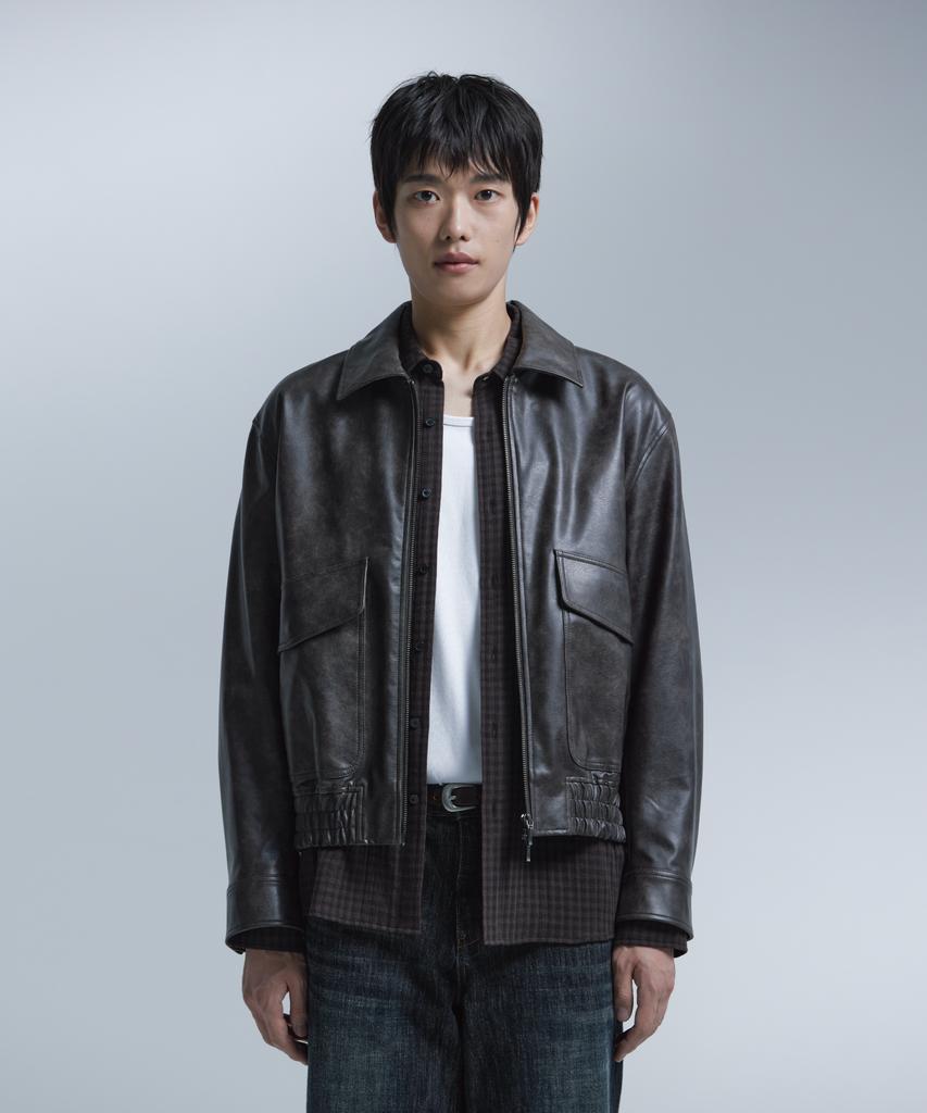 Nonblank Vegan Leather Blouson_Dark Brown