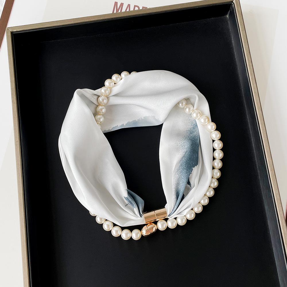 Magnetic Buckle Small Scarf Diamond Studded Magnetic Buckle Scarf Women'S Necklace Headband Scarf Light Luxury Exquisite