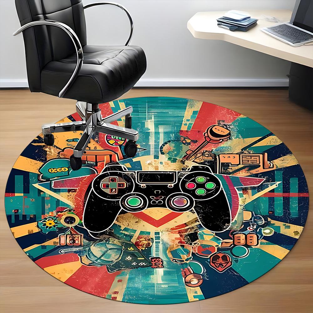 1 Stück Runde Teppichmatte für Gamer-Konsole, Büro, unter Bürostühlen, Schlafzimmer, Wohnzimmer, Heimdekoration, Zimmerdeko