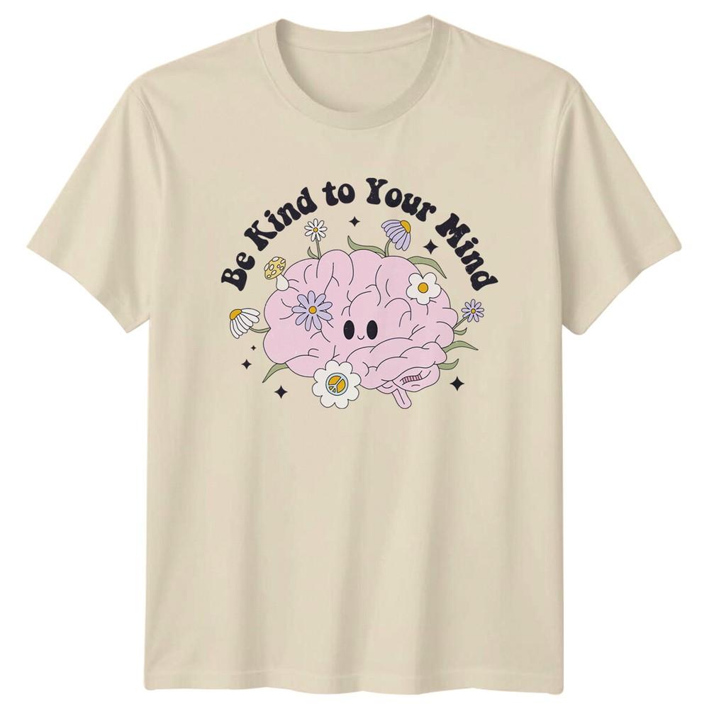 Be Kind To Your Mind Unisextal Health Brain TShirt Groovy Style