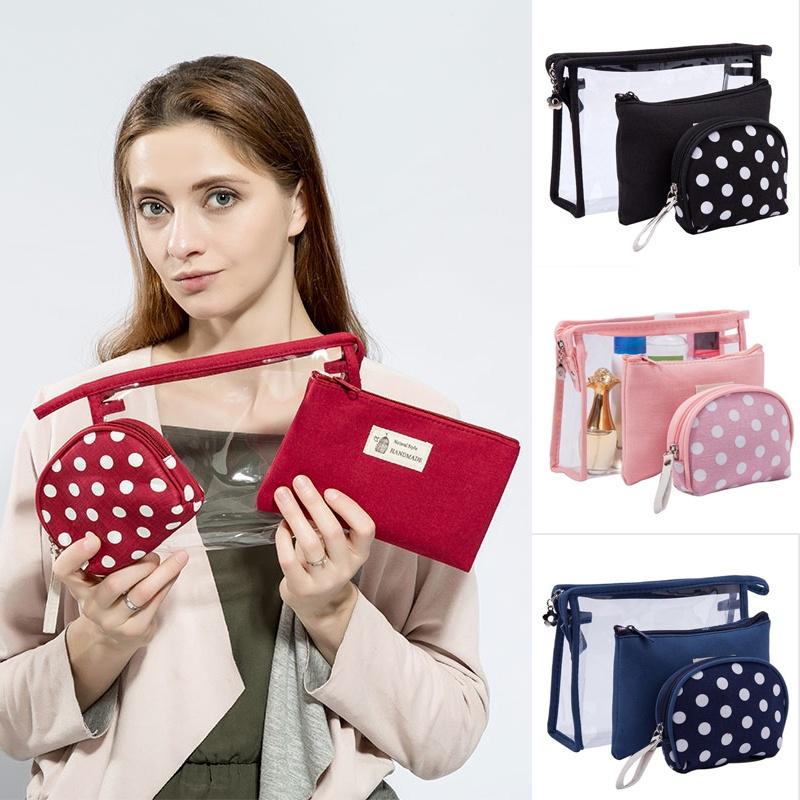 3pcs/set Waterproof Cosmetic Bags Women Portable Make Up Bag Dot