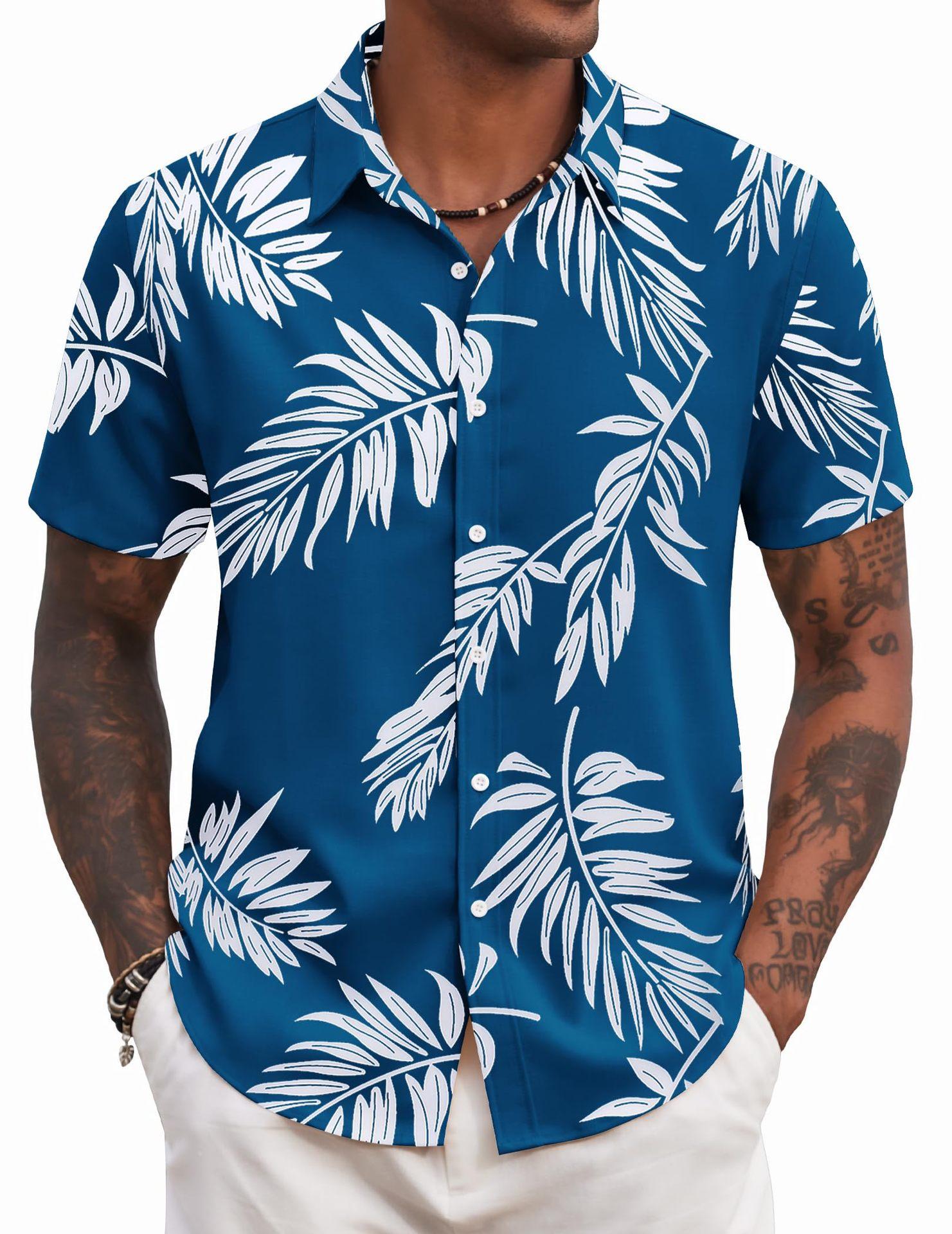 

Men s Hawaiian Floral Shirts Short Sleeve Button Down Summer Holiday Beach Wedding Shirts L