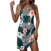 Modisches lässiges ärmelloses Damenkleid mit Rundhalsausschnitt und Blumenprint
