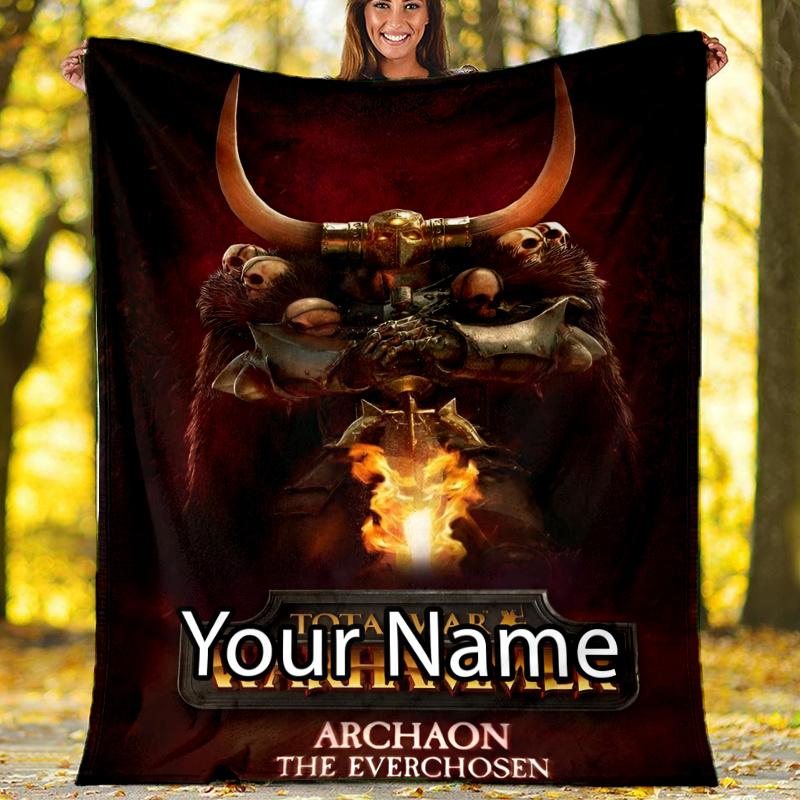 Custom Name Total War Warhammer Theme Printed Blanket - Perfect for Couch, Bed, Travel & Outdoor Use | Machine Washable, Cozy & Durable.