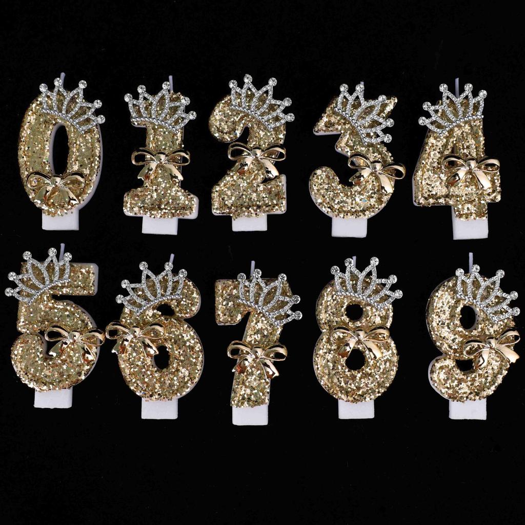 Gold Crown Birthday Number Candles - Creative Cake Party Decorations