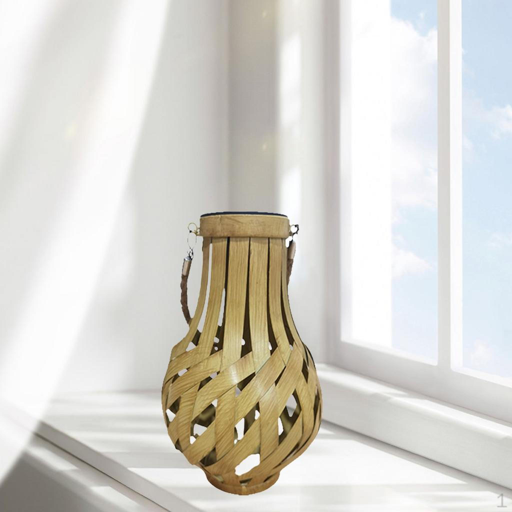 

Decorative Bamboo Rattan Lantern Hand Woven Hanging Tea Light Candle Holder Stand patio and garden