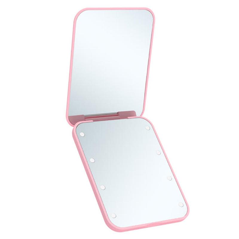 Mini Compact Led Makeup Mirror With Light 2X Magnifying Small Pocket Portable Travel Pink Black Foldable Cosmetic Vanity Mirrors