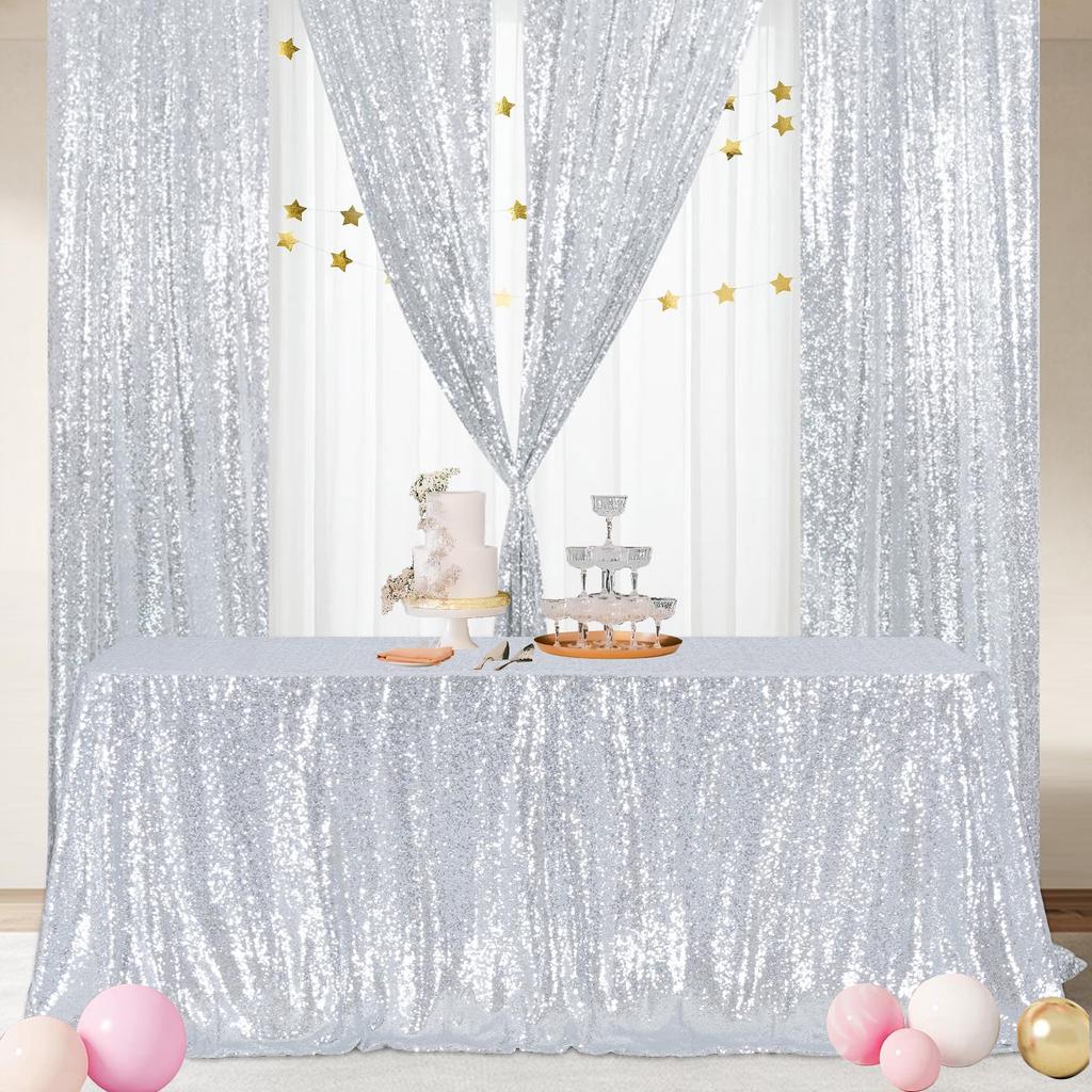 Rose Gold Sequin Tablecloth Rectangle Sparkly Fabric Table Cloth for Birthday Wedding Party Christmas Baby Shower Decoration