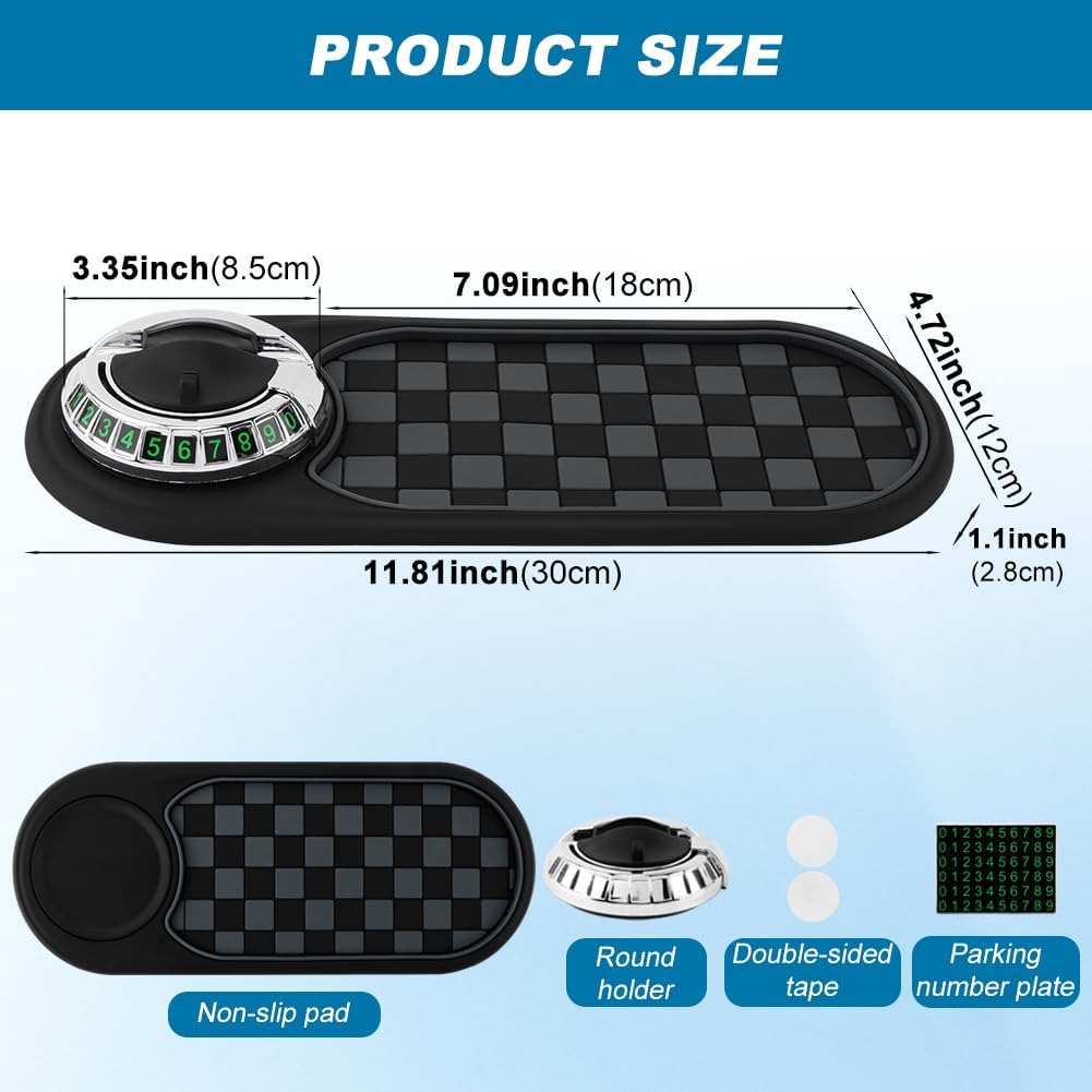 Multifunction Car Anti-Slip Mat, Car Dashboard Mobile Phone Holder, Anti Slip Mat Phone Holder And Temporary Parking Number Pad - Secure Storage For