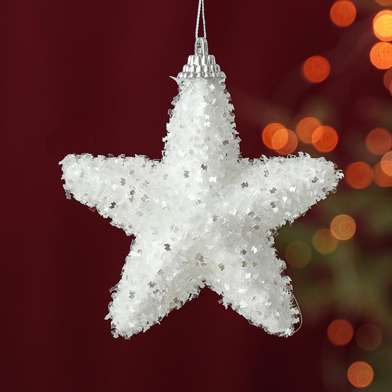 Christmas Tree Ornaments White Foam Stars Pentagram Icicle Gift Box Pendant Tree Hanging Decorations Shiny Festival Decors